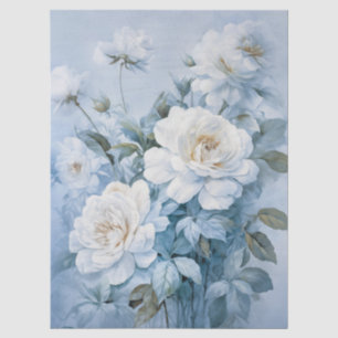 Große ätherische weiße BlütenBouquet Decoupage Seidenpapier