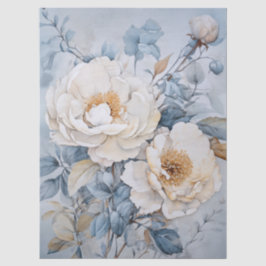 Große ätherische weiße BlütenBouquet Decoupage Seidenpapier