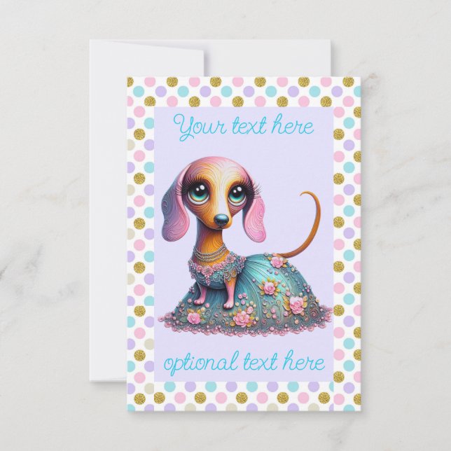 Große Augen Whimsisches Dackel Party Einladung (Vorderseite)