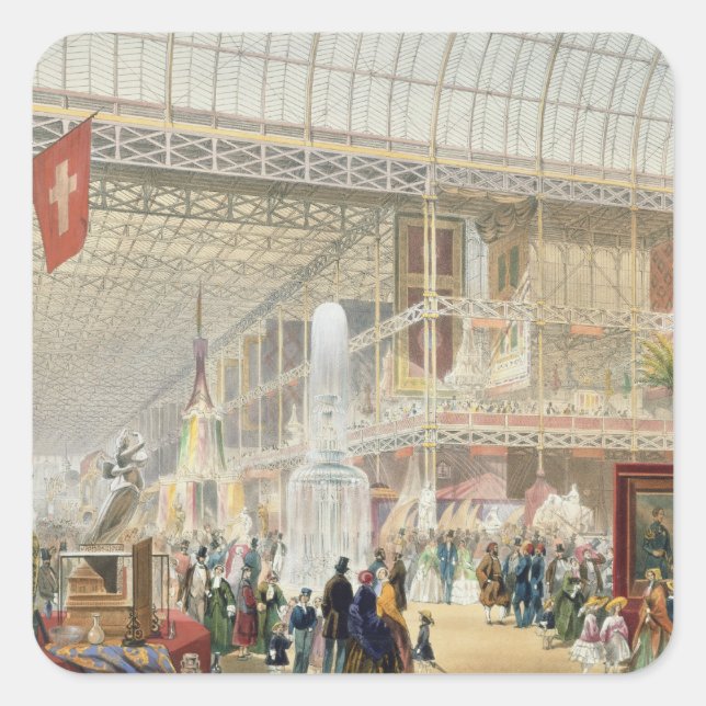 Große Ausstellung, 1851: Zentraler Transept des Cr Quadratischer Aufkleber (Vorderseite)