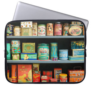 Große Auswahl an farbigen Vintagen Dosen wird ange Laptopschutzhülle