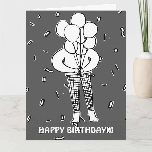 GROSSE BALLOONS UND KONFETTI-KARTE KARTE (Vorderseite)