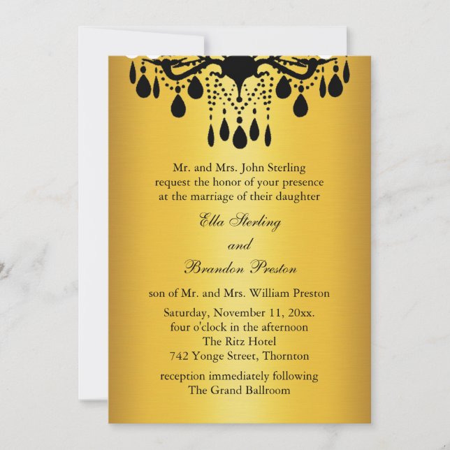 Große Ballroom Wedding Invitation 1 (gold & schwar Einladung (Vorderseite)