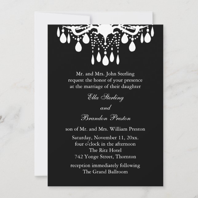 Große Ballroom Wedding Invitation (schwarz) Einladung (Vorderseite)