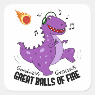 Große Balls von Feuerdinosaurier Meteor Quadratischer Aufkleber