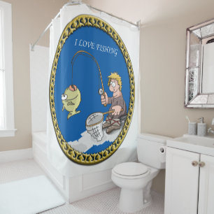 Große Bassangeln auf Eis Duschvorhang