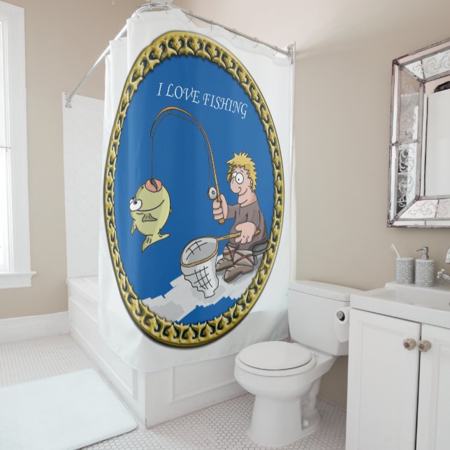 Große Bassangeln auf Eis Duschvorhang (Beispiel)