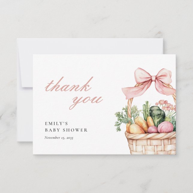 Grosse Bauern Markt Girl Baby Dusche Dankeskarte (Vorderseite)