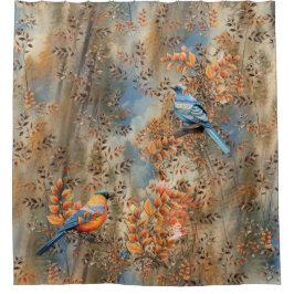 Große Bäume, die Blätter des Herbstes und Blauwild Duschvorhang