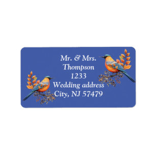 Große Bäume, Herbstblätter & Bluebirds. Adressaufkleber