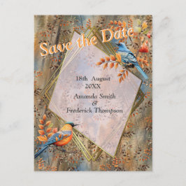 Große Bäume, Herbstblätter & Bluebirds. Ankündigungspostkarte