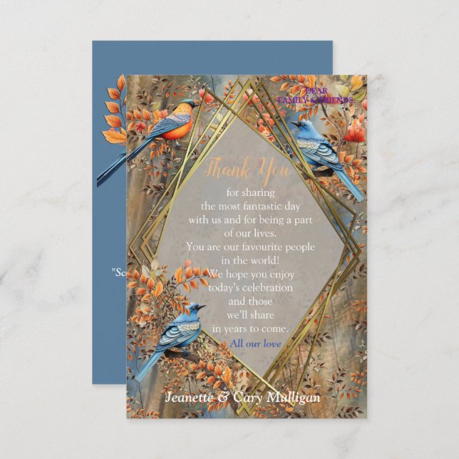 Große Bäume, Herbstblätter & Bluebirds. RSVP Karte (Vorne/Hinten)