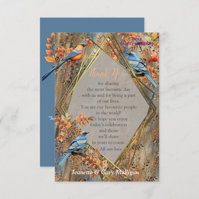 Große Bäume, Herbstblätter & Bluebirds. RSVP Karte (Vorne/Hinten)