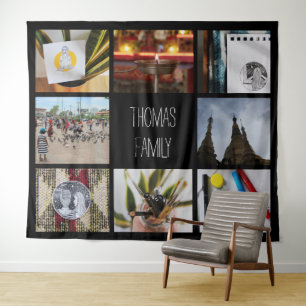 Große benutzerdefinierte Familienfotos Name Instag Wandteppich