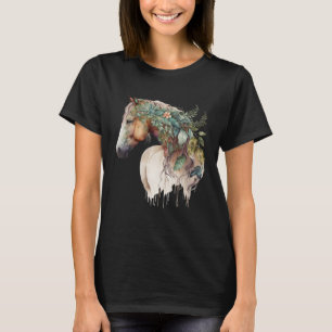 Große Bio Natur farbenfroh Boho Horse Boho Deko T-Shirt