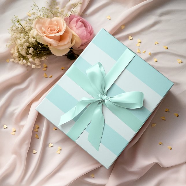 Große Blasse Türkis-Horizontale Streifen Geschenkpapier (Large Pale Turquoise Horizontal Stripes Wrapping Paper)