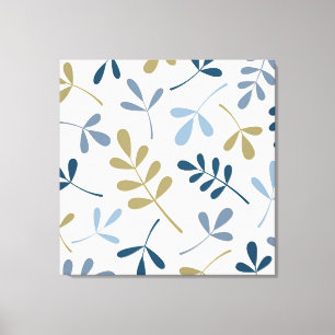 Große Blätter Blues Gold Creme Leinwanddruck