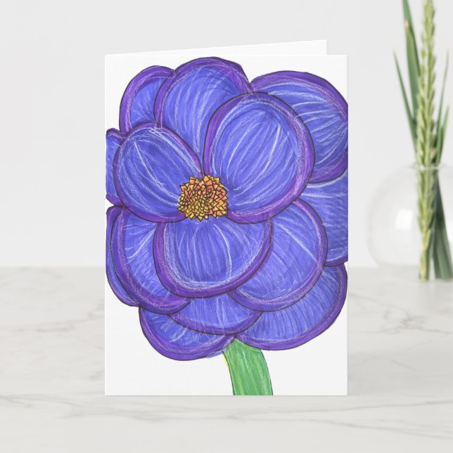 Große blaue Blumen-Leerfläche Karte (Vorderseite)