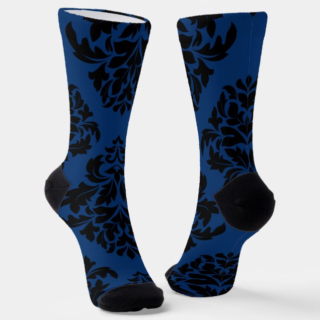 Große blaue Damasle 2 Socken (Gewinkelt)