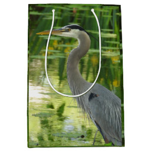 Große Blaue Herde im Teich grün Mittlere Geschenktüte