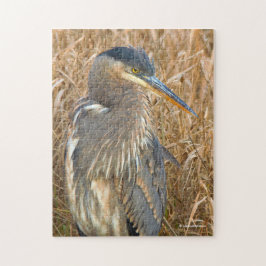 Große Blaue Heron im Feld der goldenen Schildkröte Puzzle