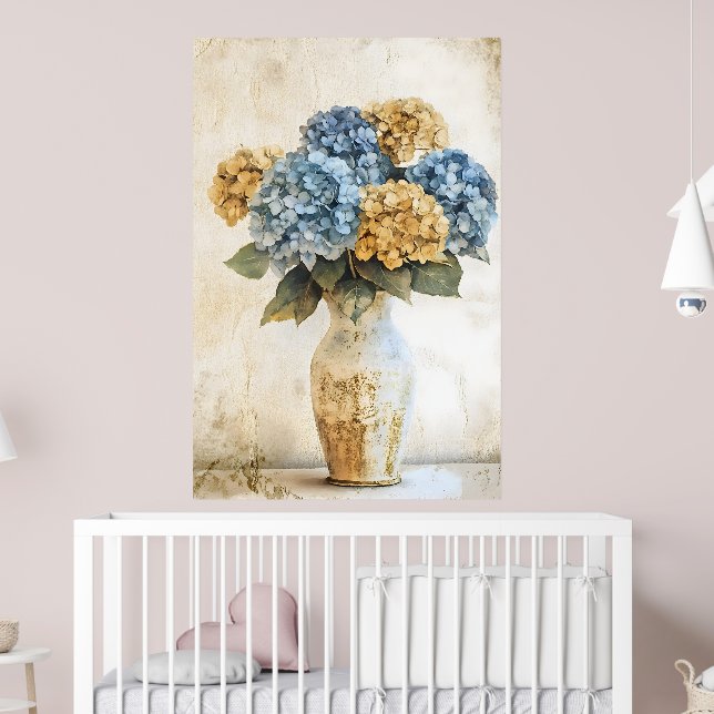 Große blaue Hortensienblüten Poster (Kinderzimmer 2)