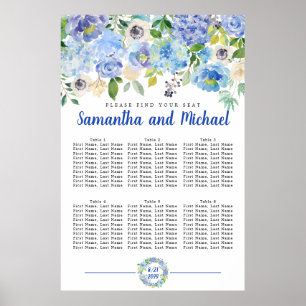 Große blaue Hydrangea mit 6 Tischen Poster