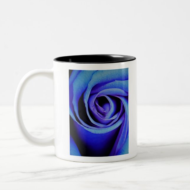 Große blaue Rose Zweifarbige Tasse (Links)