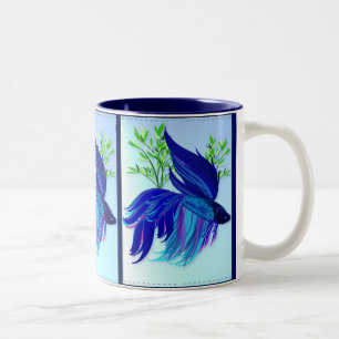 Große blaue siamesische kämpfende Fisch-Tassen Zweifarbige Tasse