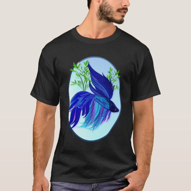 Große blaue siamesische kämpfende T-Shirt (Vorderseite)