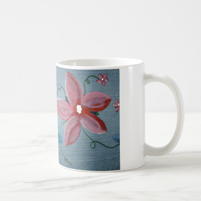Große blaues Rot-Blumen Kaffeetasse (Rechts)