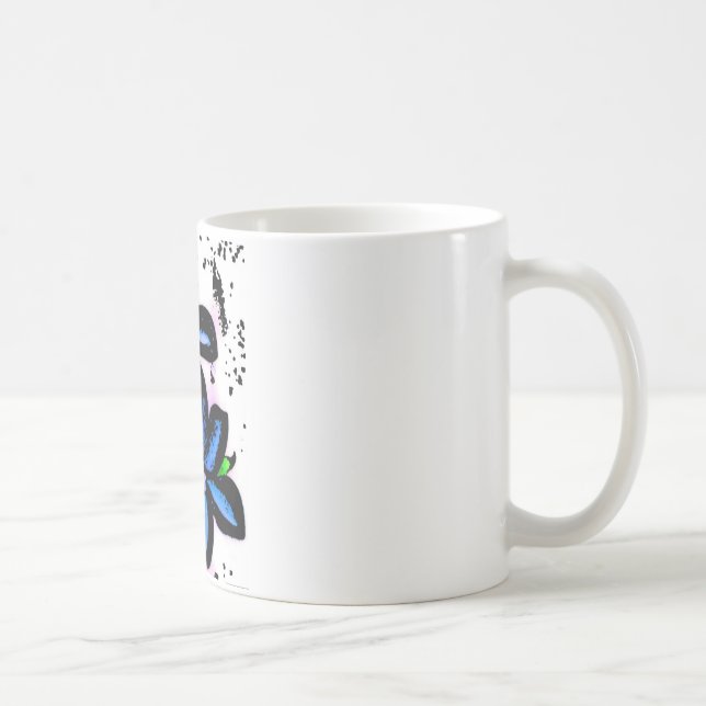 Große blaues Schwarz-Blumen Kaffeetasse (Rechts)