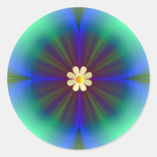 Große blaugrüne Blume Runder Aufkleber