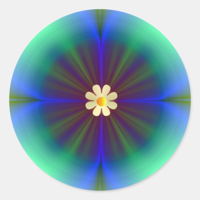 Große blaugrüne Blume Runder Aufkleber (Vorderseite)