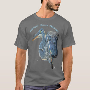 Große Blaureiher-Kreidezeichnung T-Shirt