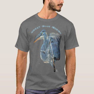 Große Blaureiher-Kreidezeichnung T-Shirt
