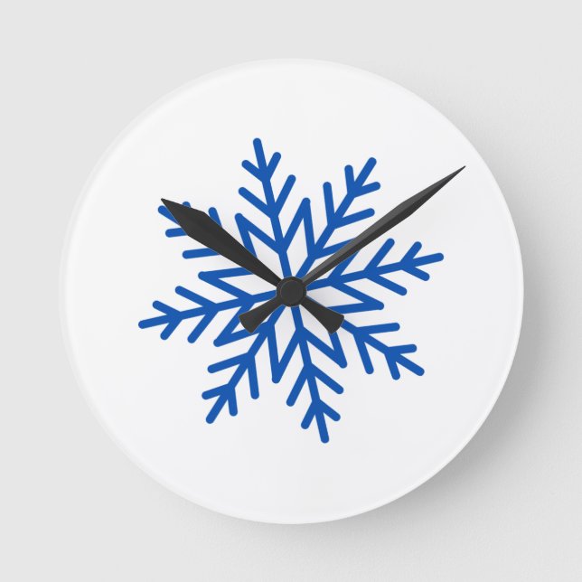 Große Blauschneeflocke Runde Wanduhr (Vorderseite)