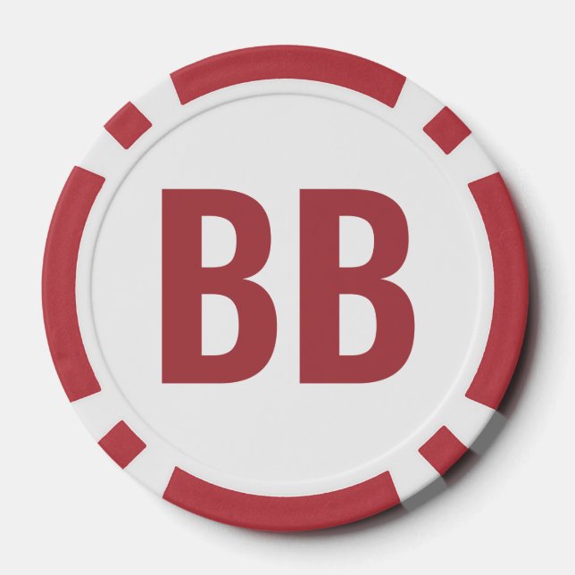 Große Blind BB Einfache Rote Weiße Text Poker Chip (Rückseite)