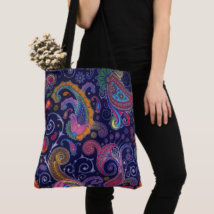 Große Blue Boho Paisley Tote Bag