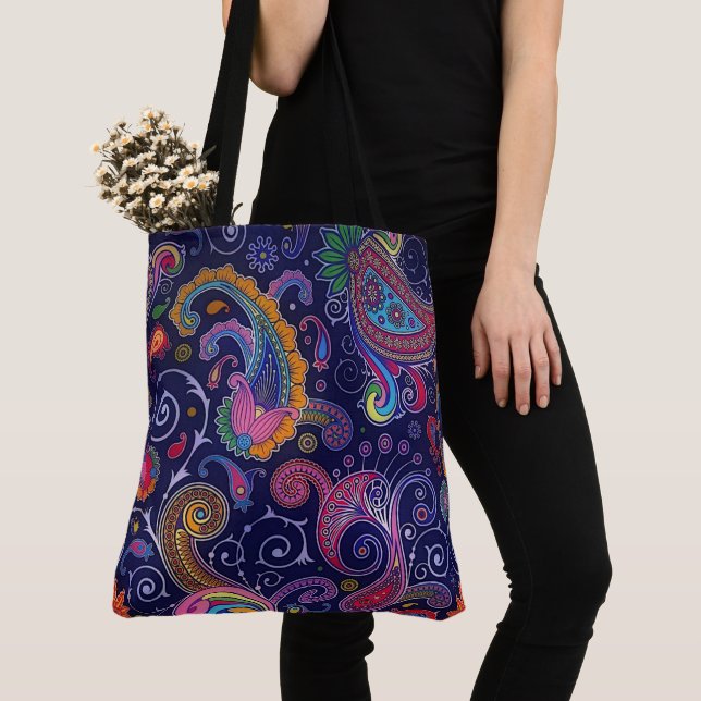 Große Blue Boho Paisley Tote Bag (Von Nahem)