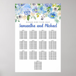 Große Blue Hydrangea 13-Tisch-Sitzkarte Poster
