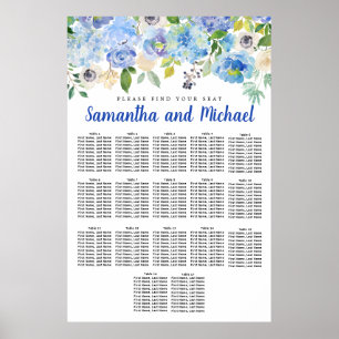 Große Blue Hydrangea 17-Tisch-Sitzkarte Poster