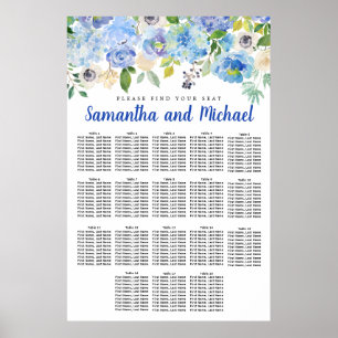 Große Blue Hydrangea 18-Tisch-Sitzkarte Poster