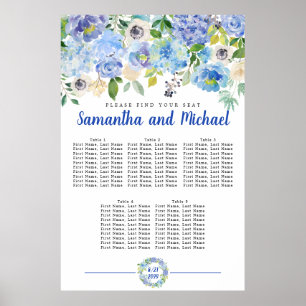 Große Blue Hydrangea 5-Tisch-Sitzkarte Poster