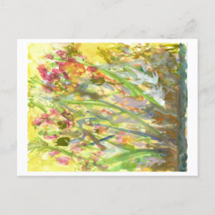 Große Blume auf der gelben, gemahlenen Postkarte