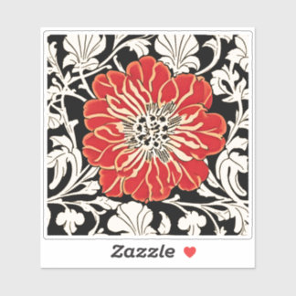 Große Blume des Roten Jugendstils Aufkleber