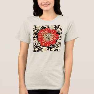 Große Blume des Roten Jugendstils Tri-Blend Shirt