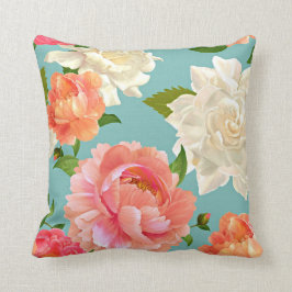 Große Blume für das blaue Vintage Land Kissen