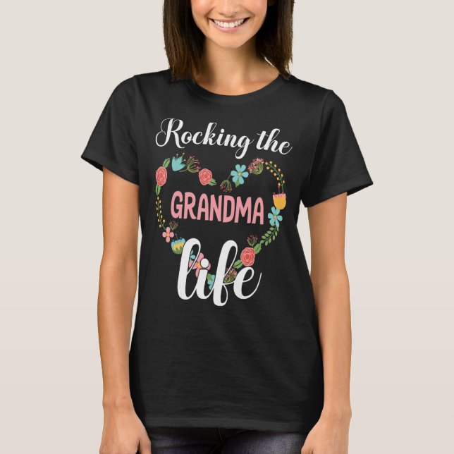 Große Blume hören, die Oma-Happy-Mama so zu rocken T-Shirt (Vorderseite)