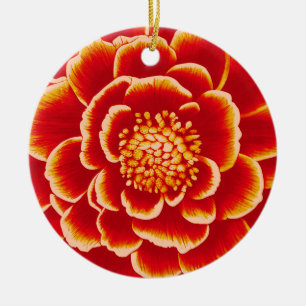 Große Blume Orange Dahlia Keramik Ornament